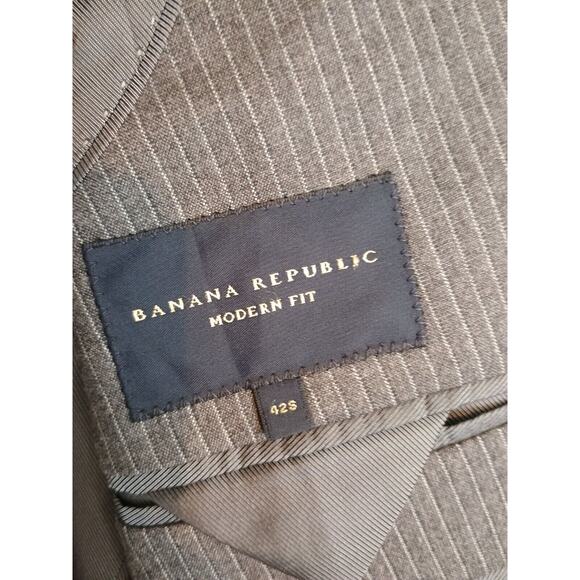 Banana Republic Blazer Men 42s Gray Striped Modern Fit Corpcore Career Jacket - Picture 5 of 11